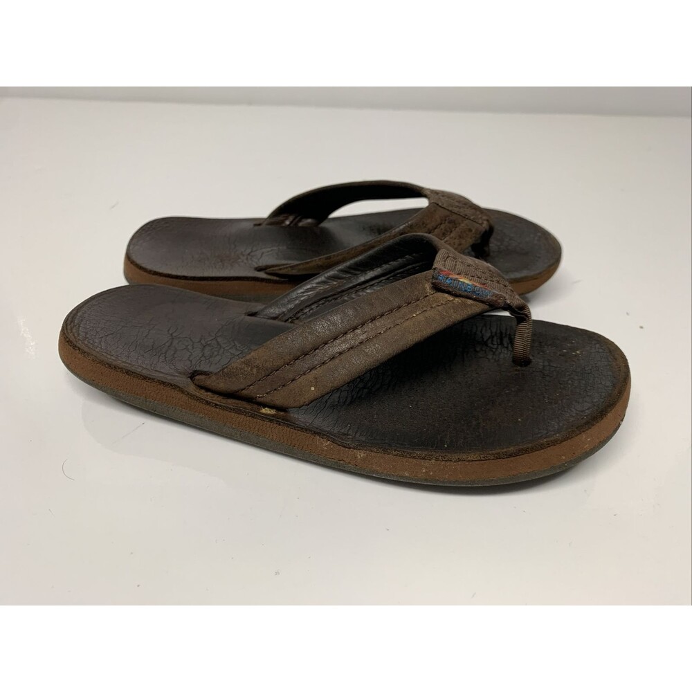 Kids' Rainbow Sandals Brown Leather Size 9/10 Thongs